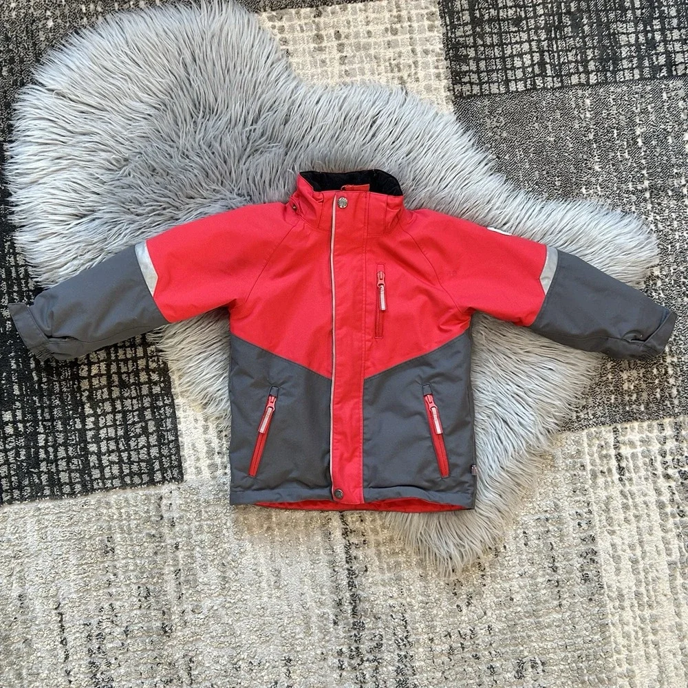 Polarn O.‎ Pyret Wear Everywhere Red/Charcoal Waterproof Winter Jacket Size 4-5Y